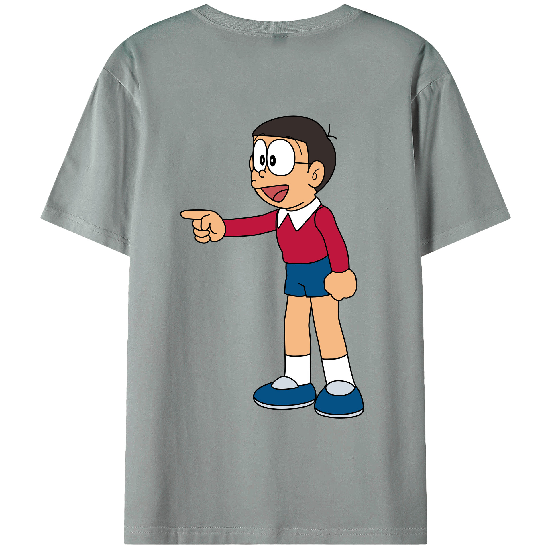 （画像用） ドラえもん 野比 のび太 Doraemon Nobita Nobi 綿100％ メンズ半袖Tシャツ（バックプリント） 通気性
